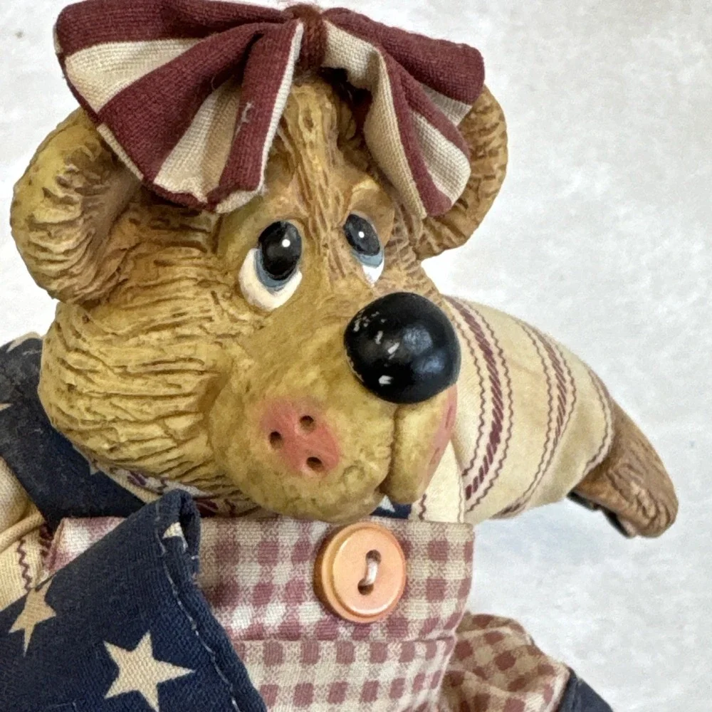 Russ Berrie Country Folks Bearsy Ross Patriotic Bear Shelf Sitter 5